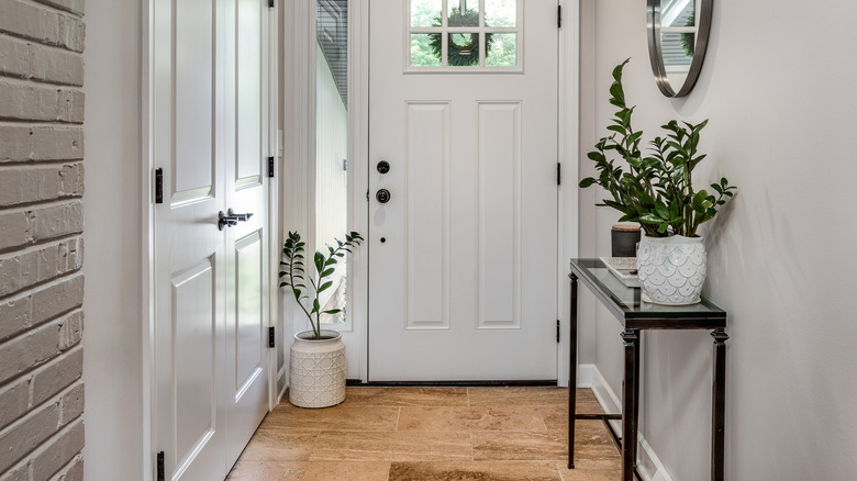 entry hall with wooden floor