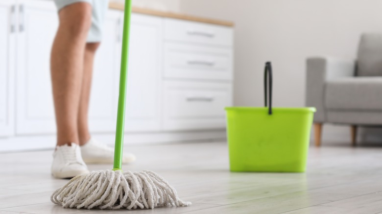 Person mopping floor