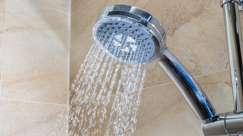 Water running from shower head