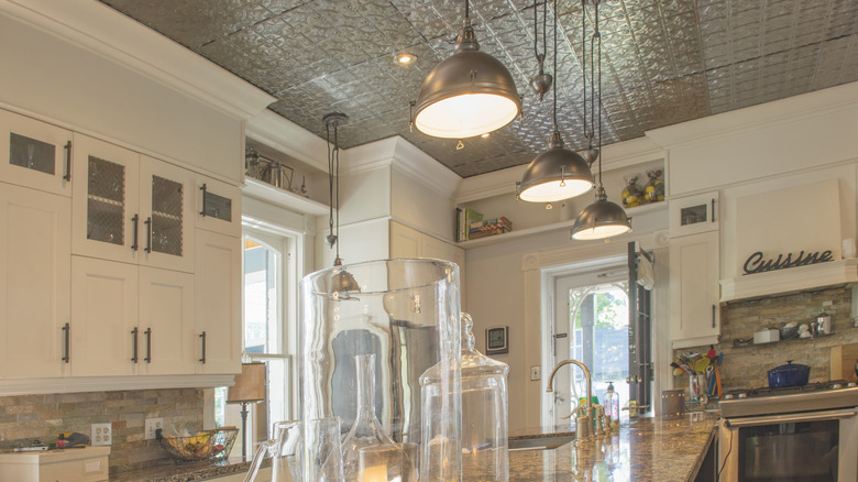 kitchen with tin ceiling