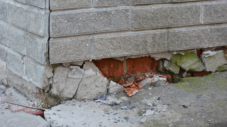 Cracks and erosion inside foundation