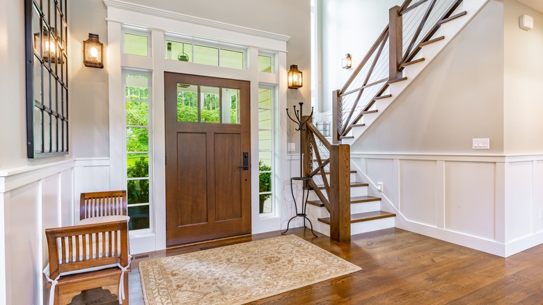 brightly illuminated foyer