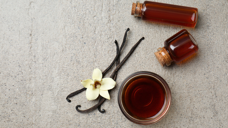 Bowl and vanilla extract