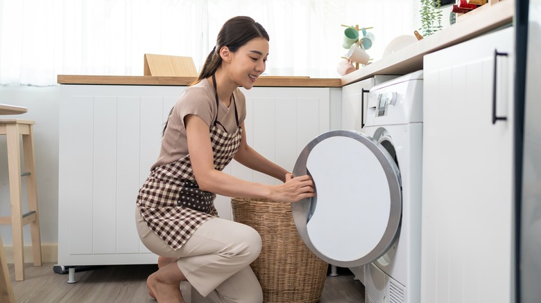 A woman doing laundry