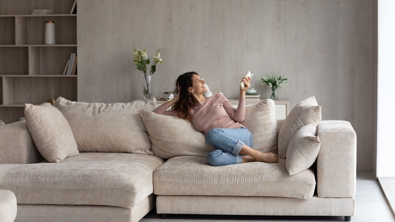 Woman on sofa