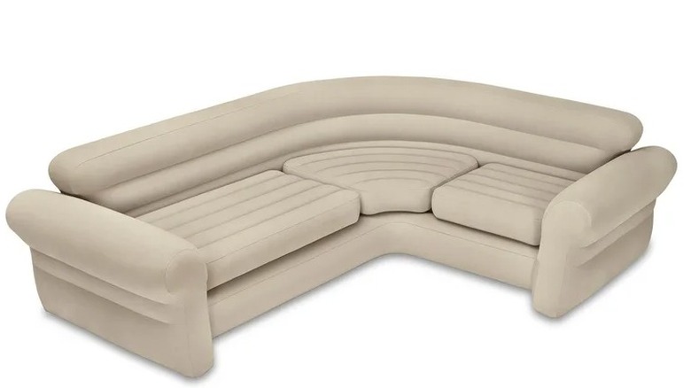 beige inflatable corner sofa