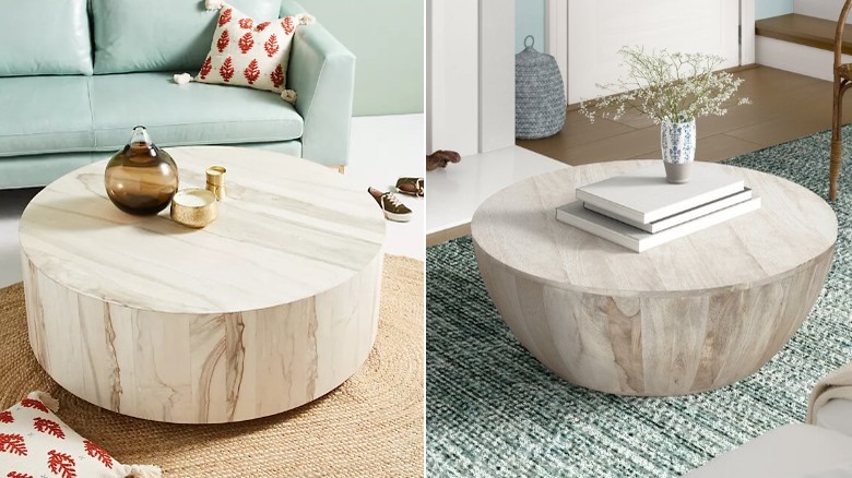 2 white wood coffee tables