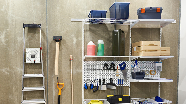 Household tools in shed