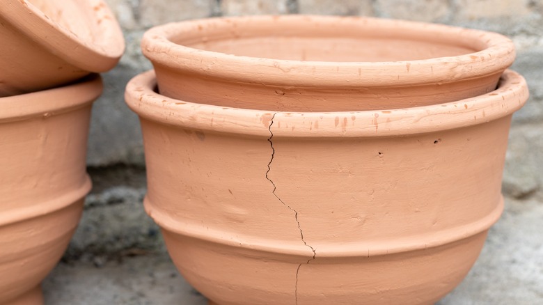 clay pot with a crack