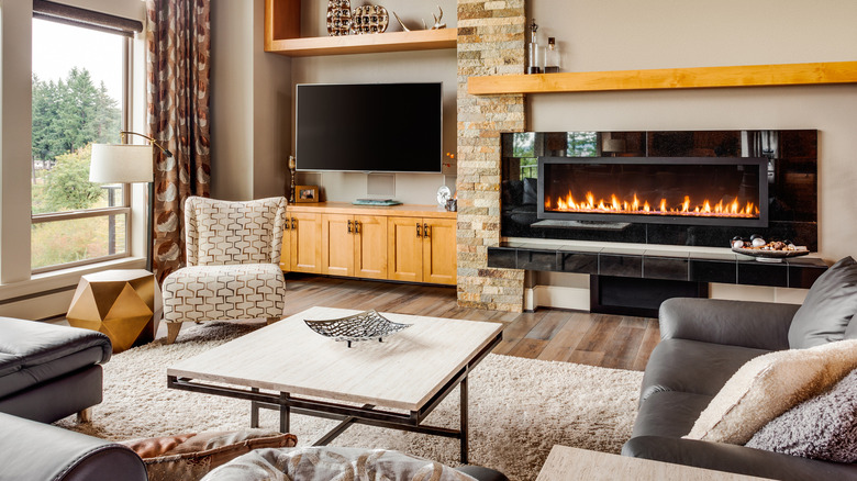 Gas fireplace in living room