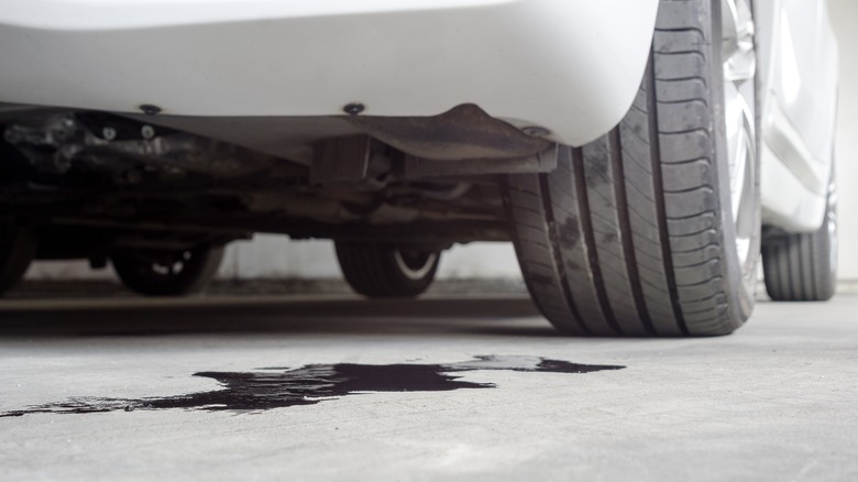 Oil spill underneath car