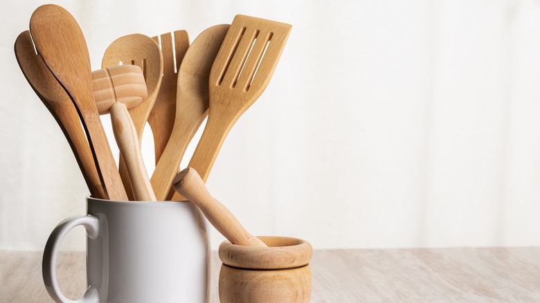 Wooden spoons in carafe
