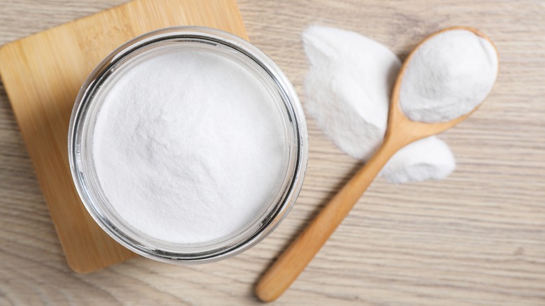 glass jar with baking soda