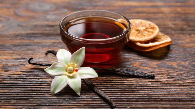 bowl of vanilla extract