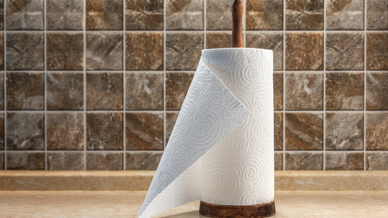 paper towel with tile background