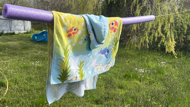 towel on laundry line