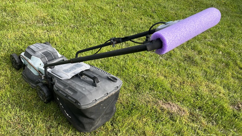 Foam handle on lawn mower
