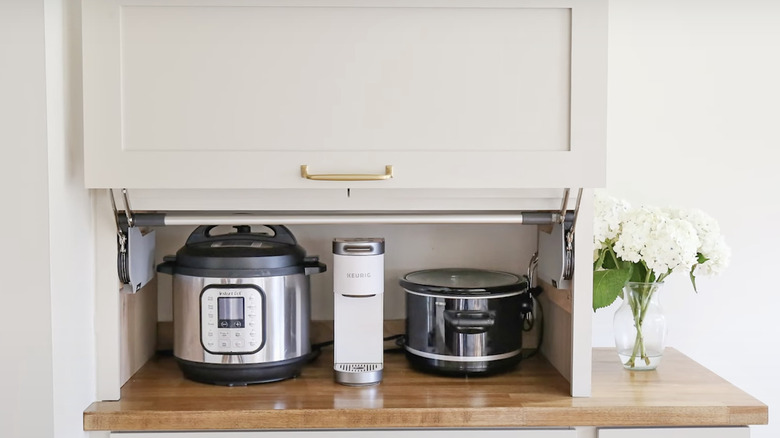 appliances in a cabinet