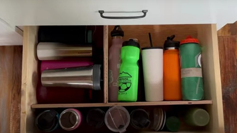 DIY drawer dividers for bottle storage