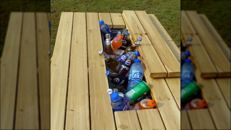 picnic table with built-in cooler