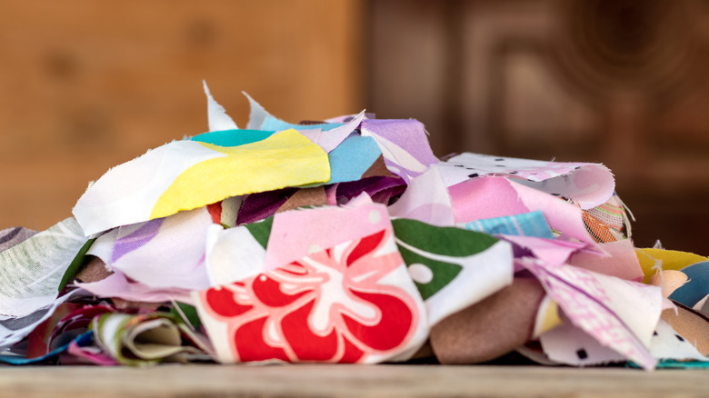 pile of colorful fabric scraps