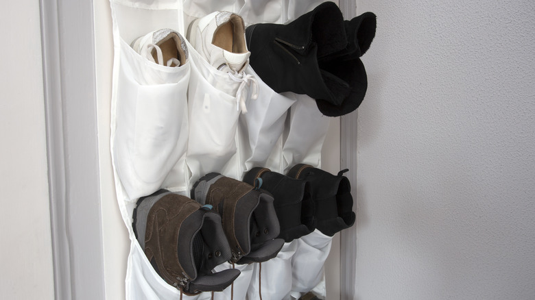 shoes in over-the-door organizer