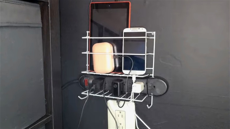 charging station filled with electronics