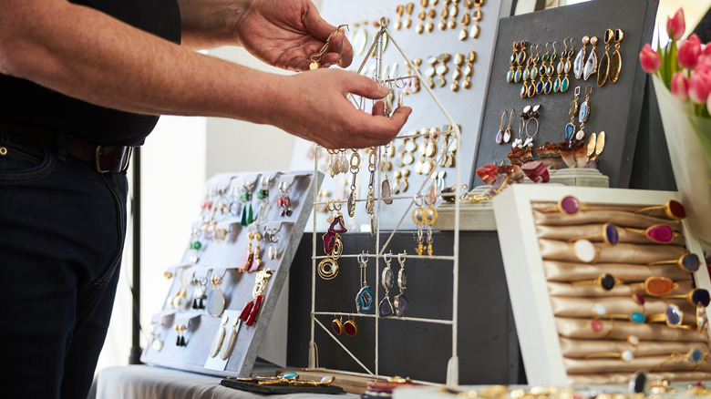 jewelry on jewelry rack