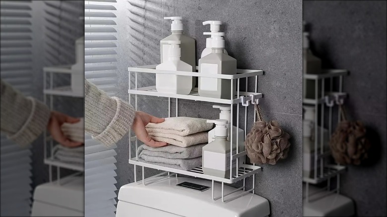 bathroom toilet storage shelf