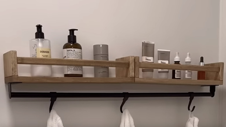 bathroom products on shelf