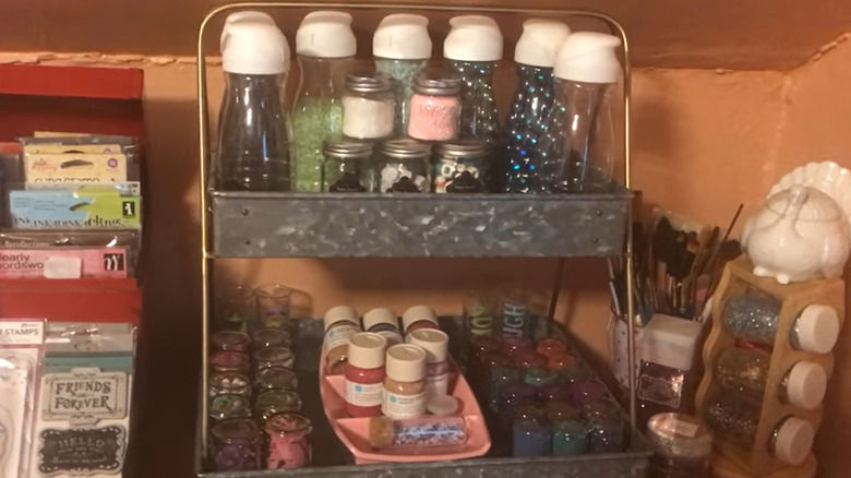 Tiered storage with craft items