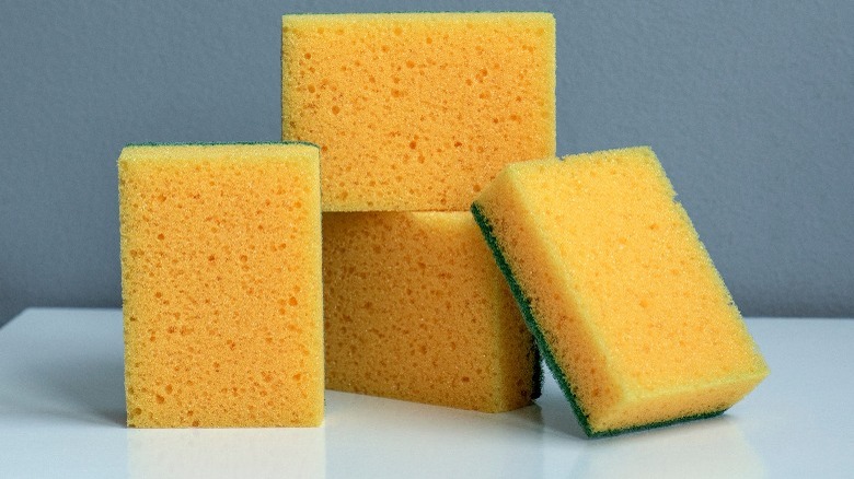 Four yellow sponges