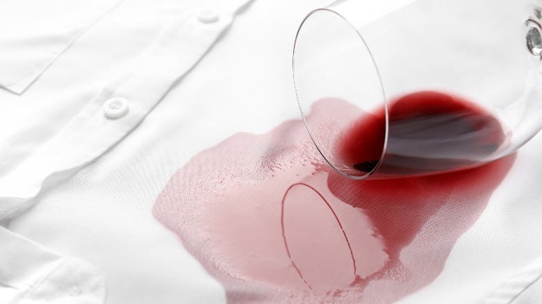 red wine spill on white shirt