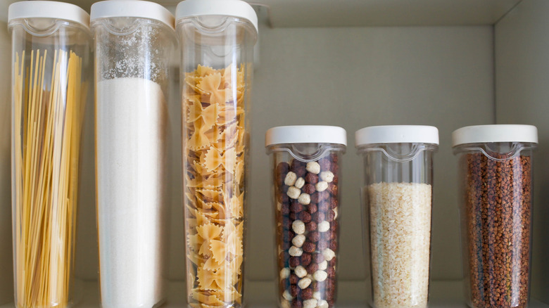 Organized pantry with containers