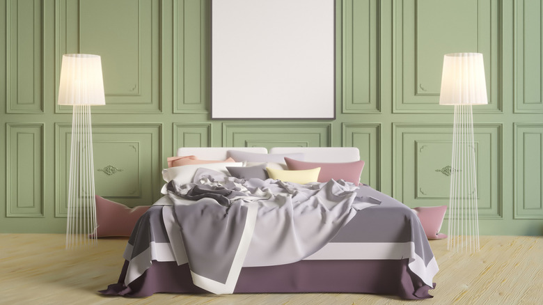 green and purple bedroom 