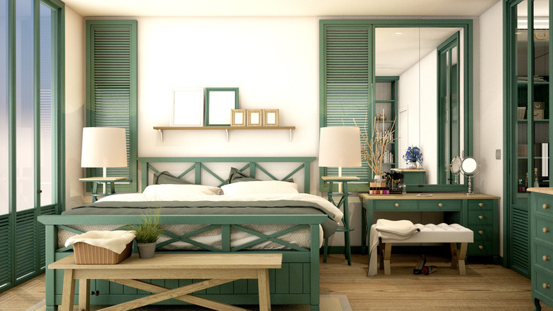 Vintage sage green bedroom 