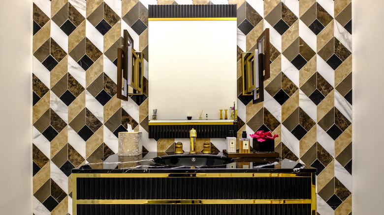 patterned tile in bathroom 