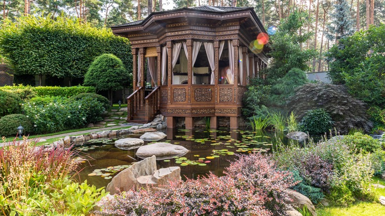 gazebo near pond