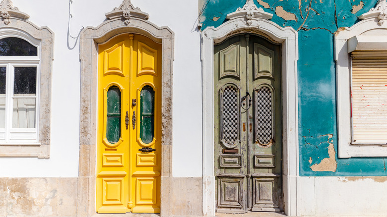 yellow and green traditional doors