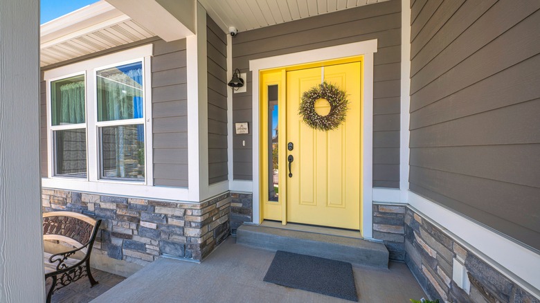 soft yellow front door