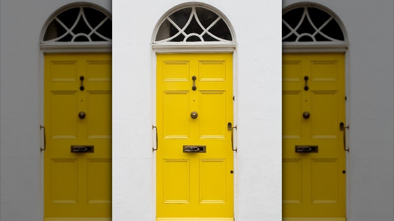 yellow door with window