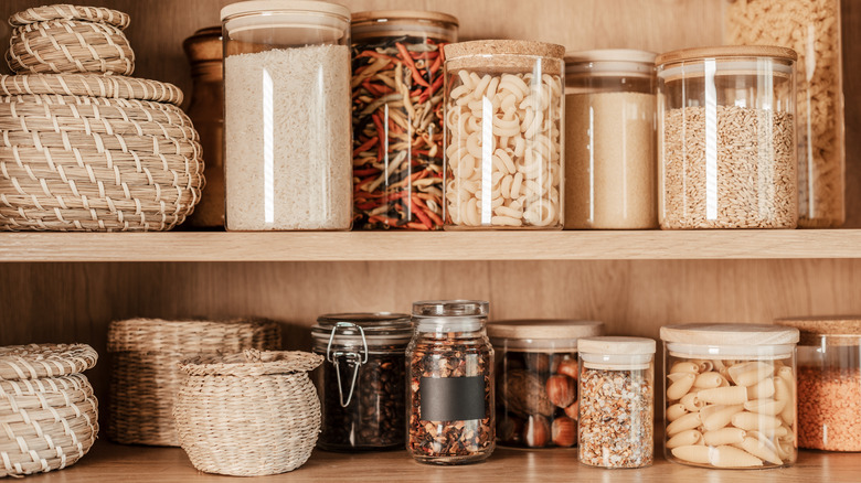 jars on kitchen shelf