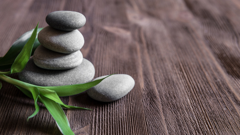 Zen garden stacked rocks