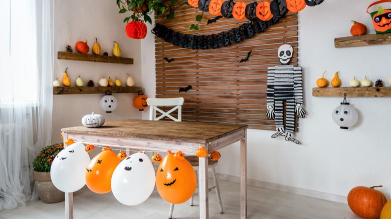Halloween decorated dining area
