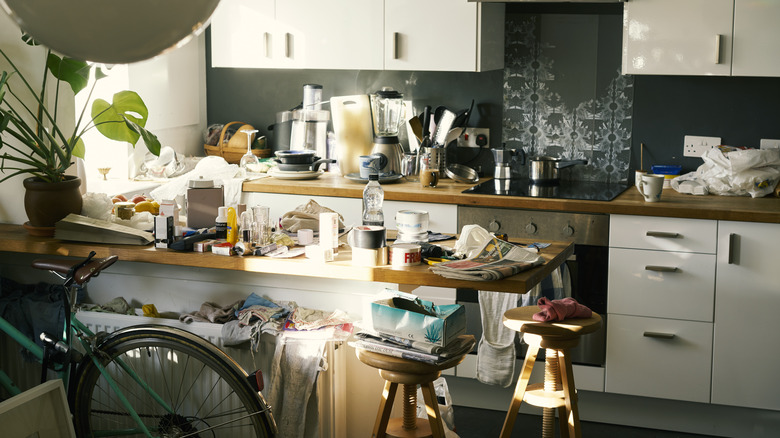 cluttered dirty kitchen