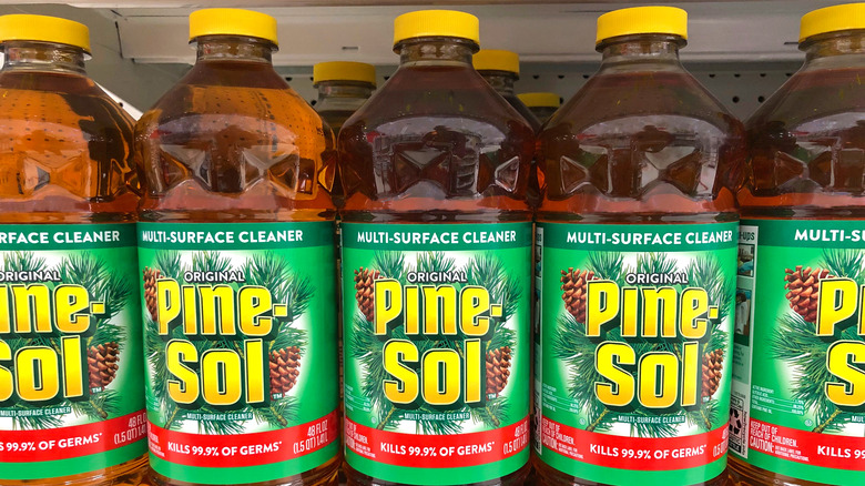 pine-sol bottles on shelf