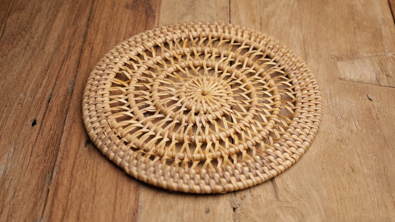 An interestingly designed rattan placemat