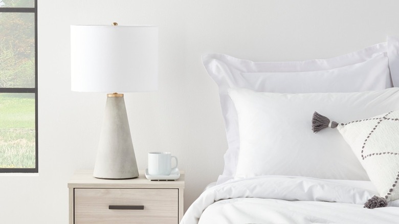 modern lamp on nightstand