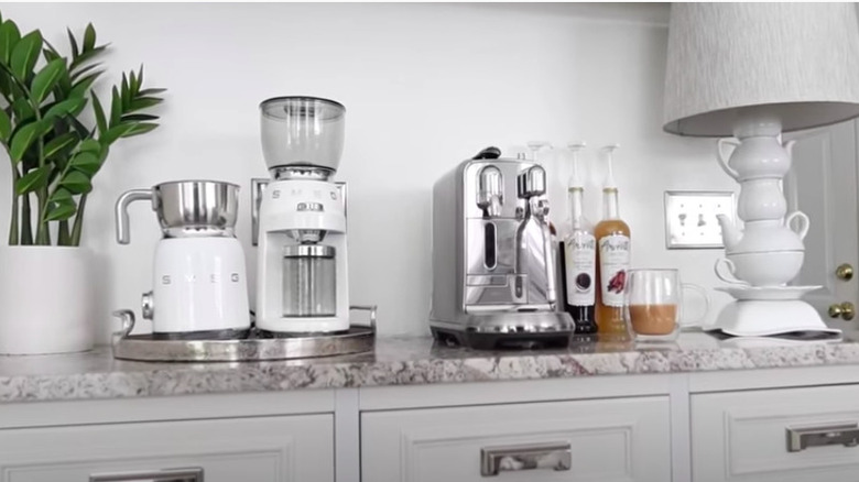 Coffee supplies on kitchen counter