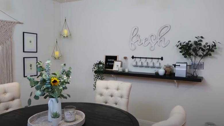 Dining room with coffee shelf